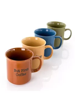 Gibson Home Thoughtful Morning 4 Piece 26 Ounce Stoneware Cup Set in Assorted Colors 10 Gibson Home Thoughtful Morning 4 Piece 26 Ounce Stoneware Cup Set in Assorted Colors -Fossil store Belk 1001