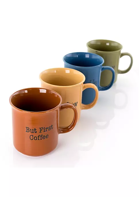 Gibson Home Thoughtful Morning 4 Piece 26 Ounce Stoneware Cup Set in Assorted Colors 5 Gibson Home Thoughtful Morning 4 Piece 26 Ounce Stoneware Cup Set in Assorted Colors - Image 3