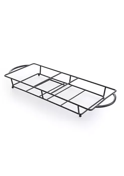 Gibson Home Crenshaw 5 Piece Hand Painted Stoneware Sectional Tray Set with Metal Rack -Fossil store Belk 1013