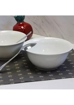 Gibson Home 2 Piece 7.5 Inch Ceramic All-Purpose Round Bowl Set in White -Fossil store Belk 1114