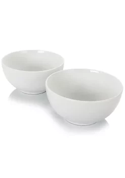 Gibson Home 2 Piece 7 Inch Ceramic All-Purpose Round Bowl Set in White