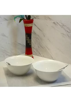 Gibson Home 2 Piece 7 Inch Ceramic All-Purpose Round Bowl Set in White -Fossil store Belk 1125