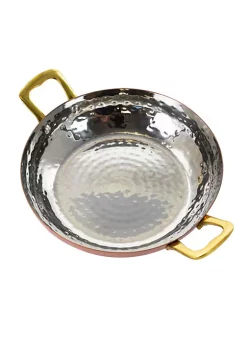 Gibson Home Rembrandt Hammer 6.75 Inch Mini Serving Bowl in Copper with Brass Handles