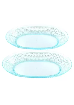 Gibson Home 15.75 inch Plastic Aqua 2 Piece Platter Set