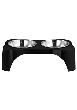 Gibson Home Bow Wow Meow 3 Piece Elevated Pet Bowl Dinner Set in Black -Fossil store Belk 1172