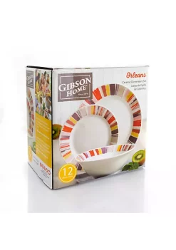 Gibson Home Orleans 12 Piece Ceramic Dinnerware Set -Fossil store Belk 1229