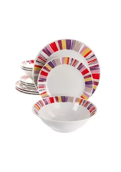Gibson Home Orleans 12 Piece Ceramic Dinnerware Set -Fossil store Belk 1230