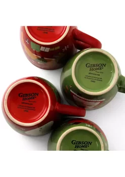 Gibson Home Santa Smile 4 Piece 15 Ounce Stoneware Mugs in Assorted Designs -Fossil store Belk 124