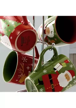 Gibson Home Santa Smile 4 Piece 15 Ounce Stoneware Mugs in Assorted Designs -Fossil store Belk 125