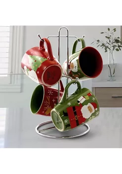 Gibson Home Santa Smile 4 Piece 15 Ounce Stoneware Mugs in Assorted Designs -Fossil store Belk 126