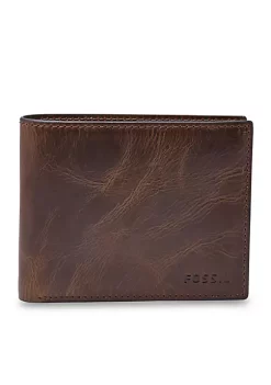 FossilĀ® Derrick Leather RFID Bifold with Flip ID Wallet