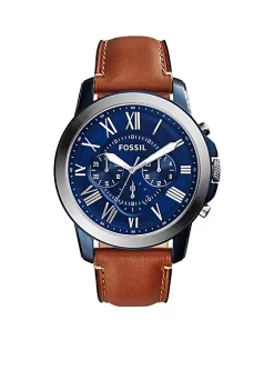 Fossil® Men's Grant Brown Leather Chronograph Watch