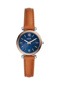 Fossil® Carlie Mini Three-Hand Tan Leather Watch