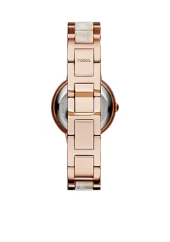 Fossil® Women's Rose Gold-Tone Shimmer Horn Virginia Glitz Three Hand Watch -Fossil store Belk 1401