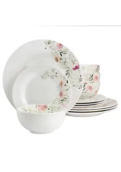 Gibson Home Lily Garden Ceramic 12 Piece Dinnerware Set -Fossil store Belk 145