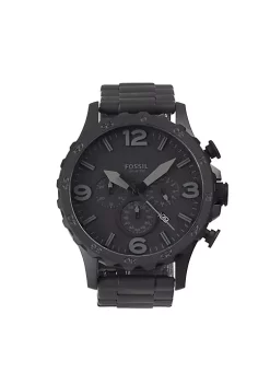 Fossil Nate JR1401 Elegant Japanese Movement Fashionable Chronograph Black Stainless Steel Watch