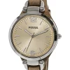 Fossil Georgia Bone ES2830 Elegant Japanese Movement Fashionable Leather Watch