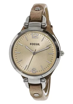 Fossil Georgia Bone ES2830 Elegant Japanese Movement Fashionable Leather Watch