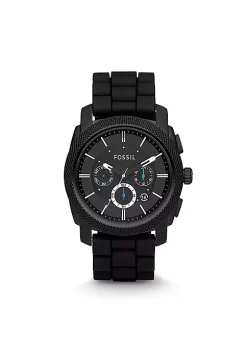 Fossil FS4487 Elegant Japanese Movement Fashionable Machine Chronograph Black Silicone Watch