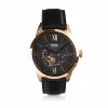 Fossil Townsman ME3170 Elegant Chinese Movement Fashionable Automatic Black Leather Watch -Fossil store Belk 1566