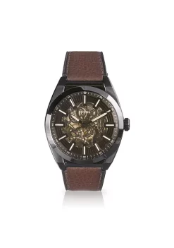 Fossil Everett ME3207 Elegant Chinese Movement Fashionable Automatic Dark Brown Eco Leather Watch