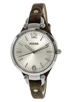 Fossil Womens Georgia ES3060 Brown Calf Skin Analog Quartz Dress Watch -Fossil store Belk 1588