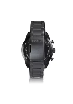 Fossil Bronson FS5851 Elegant Japanese Movement Fashionable Chronograph Black Stainless Steel Watch -Fossil store Belk 1615