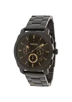 Fossil FS4682 Elegant Japanese Movement Fashionable Machine Mid-Size Chronograph Black Stainless Steel Watch