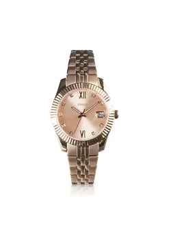 Fossil Scarlette ES4898 Elegant Japanese Movement Fashionable Mini Three-Hand Date Rose Gold-Tone Stainless Steel Watch