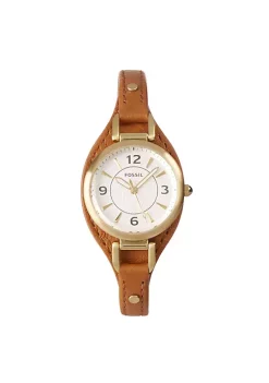Fossil Women's ES5215 Brown Carlie Mini Quartz Stainless Steel and Eco Leather Three-Hand Watch