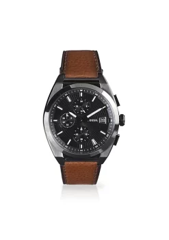 Fossil Everett FS5799 Elegant Japanese Movement Fashionable Chronograph Amber Eco Leather Watch