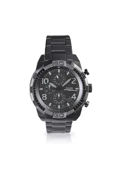 Fossil store 20 Fossil Bronson FS5712 Elegant Japanese Movement Fashionable Chronograph Black Stainless Steel Watch