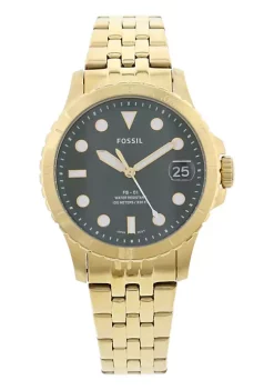 Fossil ES4746 Elegant Japanese Movement Fashionable Three-Hand Date Gold-Tone Stainless Steel Watch -Fossil store Belk 1724