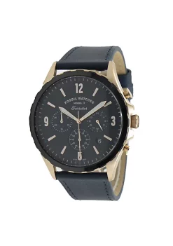 Fossil Mens Forrester FS5814 Chronograph Navy Leather Sport Watch -Fossil store Belk 1728
