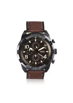 Fossil store 32 Fossil Bronson FS5875 Elegant Japanese Movement Fashionable Chronograph Dark Brown Eco Leather Watch