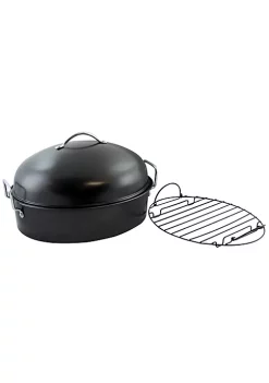Gibson Home Kenmar High Dome Oval Roaster Set in Black -Fossil store Belk 176