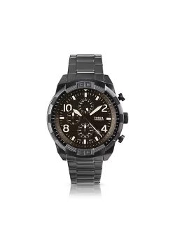 Fossil store 6 Fossil Bronson FS5876 Elegant Japanese Movement Fashionable Chronograph Black Stainless Steel Watch