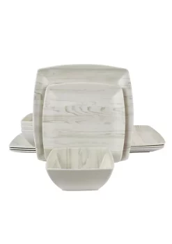 Gibson Home Woodgrain 12 Piece Melamine Dinnerware Set -Fossil store Belk 189
