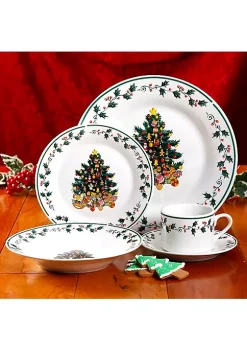 Gibson Home 20 Piece Ceramic Christmas Tree Trimming Dinnerware Set -Fossil store Belk 2