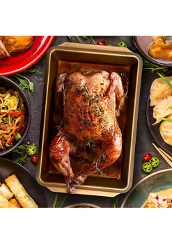 Gibson Home Country Kitchen Embossed Carbon Steel 13.75 Inch Roaster Pan in Copper -Fossil store Belk 229