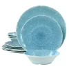 Gibson Home Indigo Frost 12 Piece Melamine Dinnerware Set