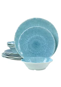Gibson Home Indigo Frost 12 Piece Melamine Dinnerware Set -Fossil store Belk 242
