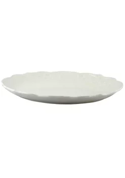 Gibson Home Royal Abbey Oval Embossed Durastone Platter in White -Fossil store Belk 252