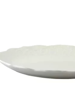 Gibson Home Royal Abbey Oval Embossed Durastone Platter in White -Fossil store Belk 253