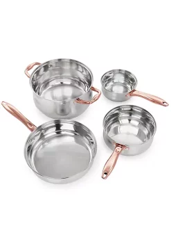 Gibson Home Bransonville 8 Piece Stainless Steel Cookware Set in Chrome and Bronze -Fossil store Belk 262
