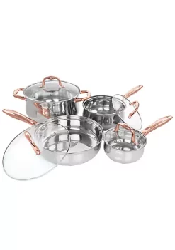 Gibson Home Bransonville 8 Piece Stainless Steel Cookware Set in Chrome and Bronze -Fossil store Belk 265