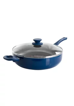 Gibson Home Charmont 5 Quart Nonstick Aluminum Saute Pan with Lid in Yale Blue