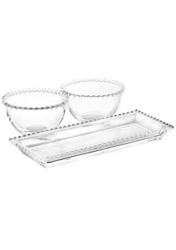 Gibson Home Sereno 3 Piece Glass Serving Platter and Bowl Set
