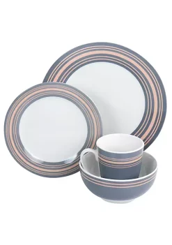Gibson Home Silver Wind 16 Piece Fine Ceramic Dinnerware Set -Fossil store Belk 310