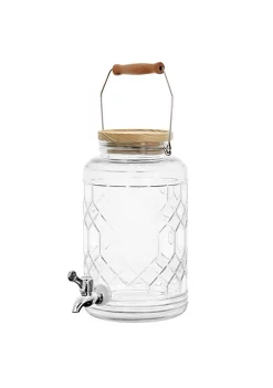 Gibson Home 0.95 Gallon Duval Glass Beverage Dispenser with Wooden Lid and Handle